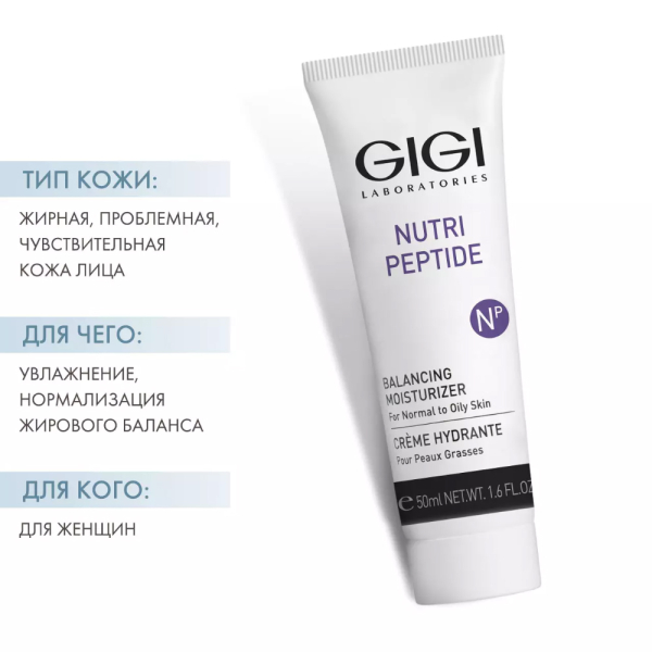 GiGi, Пептидный балансирующий крем для жирной кожи, Nutri Peptide Balancing Moisturizer for Oily Skin, 50 мл
